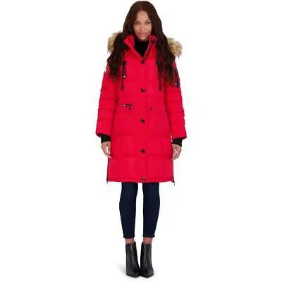 Canada Weather Gear Womens Red Faux Fur Long Puffer Coat Верхняя одежда L BHFO 1021