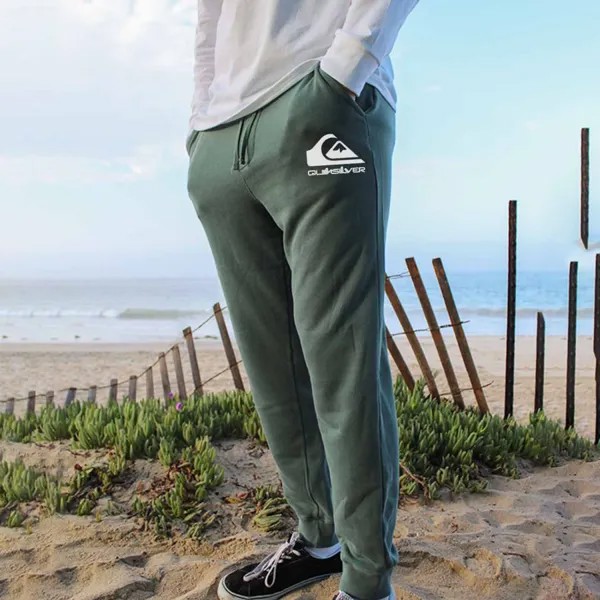 Мужские спортивные штаны Доски для серфинга Винтаж Карманы На открытом воздухе Полная длина Повседневные брюки Зеленый