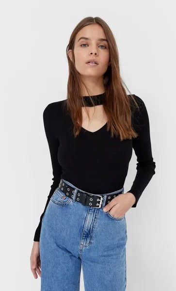 Stradivarius Ремень С Люверсами Черный 90