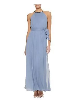 Женское синее вечернее платье DKNY с поясом без рукавов и лямкой на шее, длинное вечернее платье 12