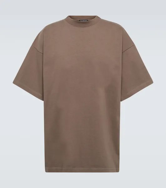 Хлопковая футболка Balenciaga, коричневый