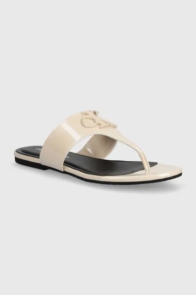 Шлепанцы Flat Sandal Slide Toepost Mg Met Calvin Klein Jeans, бежевый