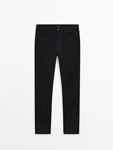 Джинсы облегающего кроя из смесового хлопка с начесом Massimo Dutti, черный