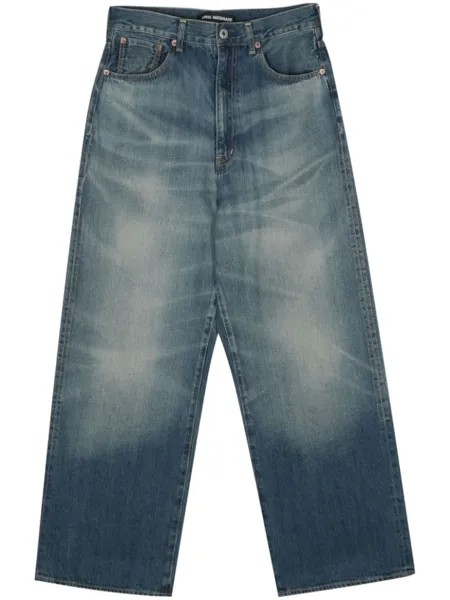 Junya Watanabe прямые джинсы с эффектом потертости, синий