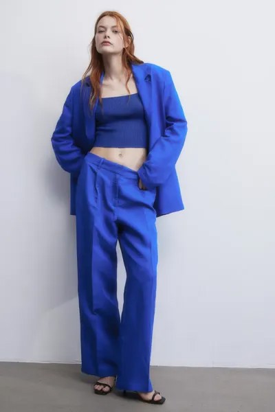 Короткая блузка с квадратным вырезом H&M, синий