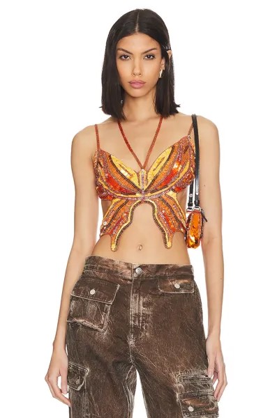 Топ h:ours Carola Embellished, цвет Orange & Pink