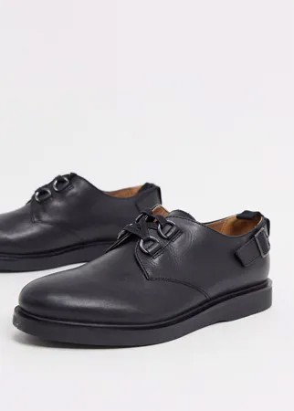 Черные кожаные туфли на шнуровке с пряжками H by Hudson-Черный