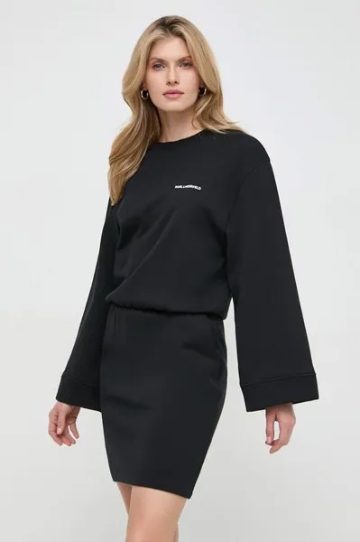 Хлопковое платье Karl Lagerfeld, черный