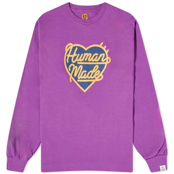 Футболка Human Made Long Sleeve Large Heart, фиолетовый