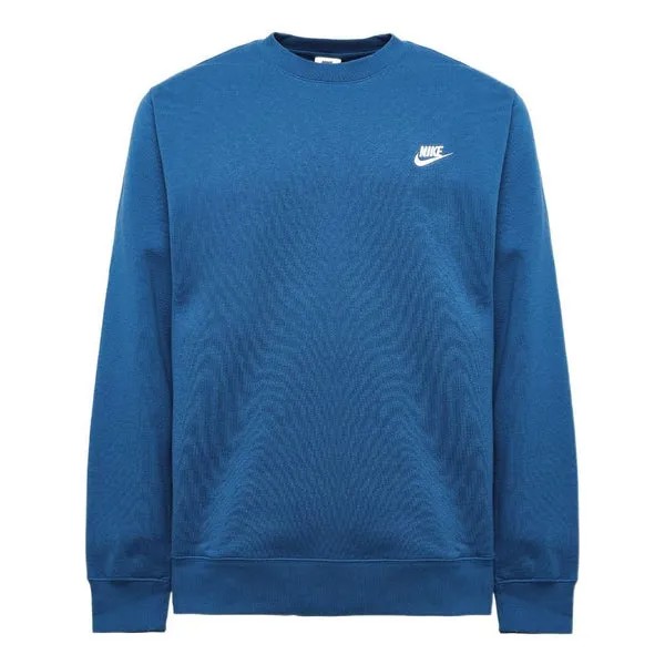 Толстовка Nike Sportswear Club Solid Color Logo Embroidered Round Neck Long Sleeves Blue, мультиколор