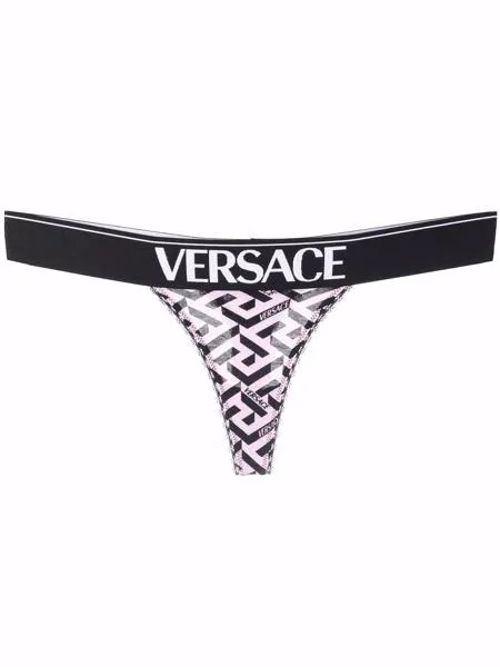 Versace трусы-стринги с узором La Greca