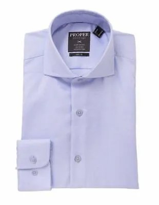 Мужская приталенная классическая рубашка The Suit Depot из 100% хлопка синего цвета с вырезом на воротнике