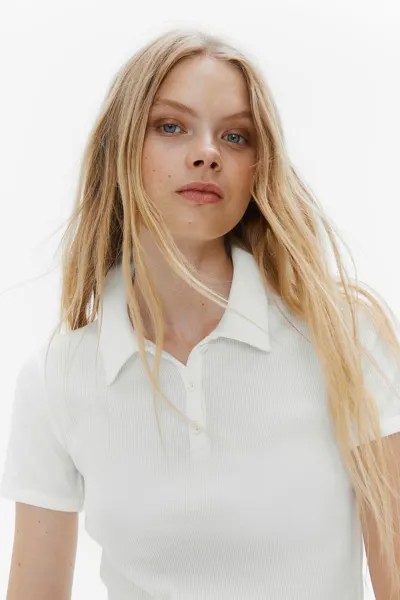 Рубашка-Поло в рубчик H&M, белый