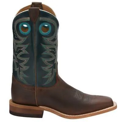 Мужские синие классические ботинки Justin Boots Austin Square Toe Cowboy BR738