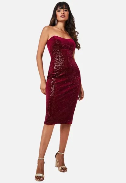 Коктейльное платье / Вечернее платье BANDEAU SEQUIN MIDI Goddiva, красный