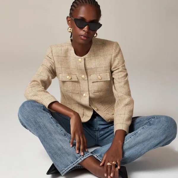 Пиджак Isabelle Lady из английской шерсти в клетку J.Crew, коричневый