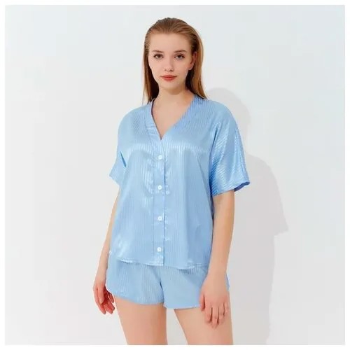 Пижама женская (сорочка, шорты) MINAKU: Light touch, цвет голубой, размер 48 (1 шт.)