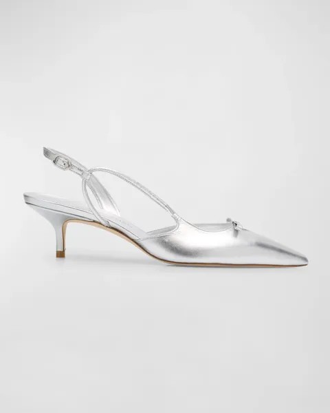 Туфли Tully с металлизированной пяткой и бантом Stuart Weitzman, цвет Silver
