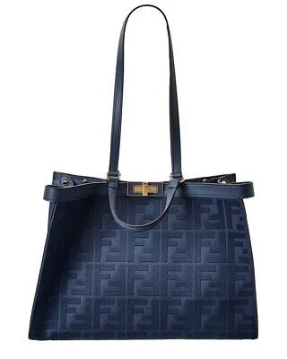 Женская сумка-тоут Fendi Peekaboo X из ткани и кожи, синяя