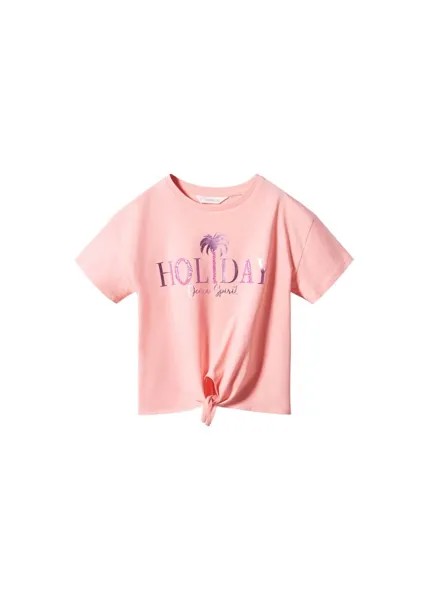 Футболка MANGO KIDS Cuba, розовый/розовый