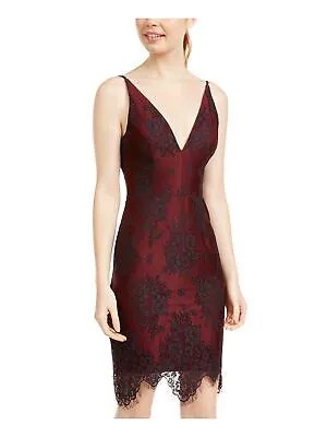 BLONDIE Женское бордовое кружевное короткое коктейльное платье с цветочным принтом для подростков 3