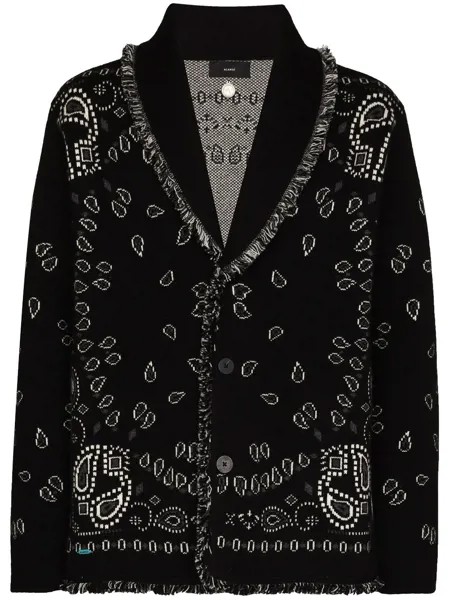 Alanui bandana jacquard fringed cardigan