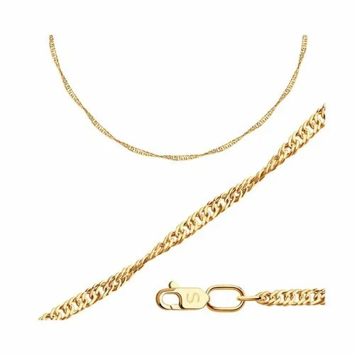 Цепь Diamant online, красное золото, 585 проба, длина 45 см, средний вес 2.3 г, , золотистый