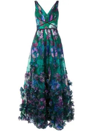 Marchesa Notte вечернее платье с декором из объемных цветов