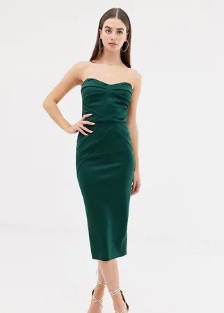 Облегающее платье-бандо миди ASOS DESIGN Tall-Зеленый