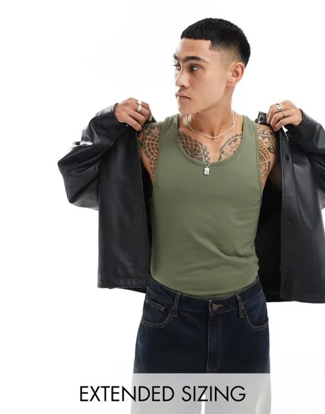 Приталенная майка цвета хаки ASOS DESIGN