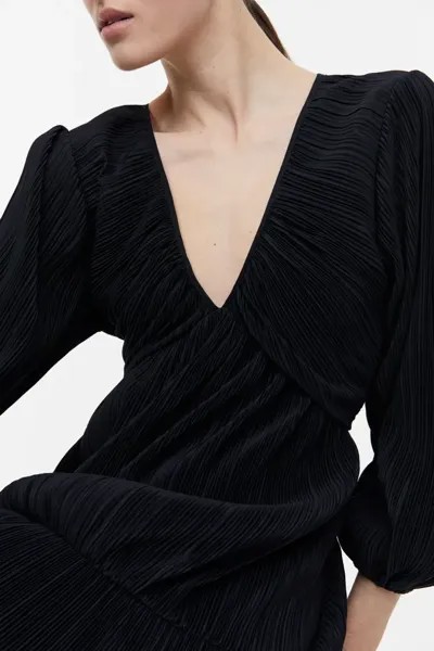 Плиссированное платье из джерси H&M, черный