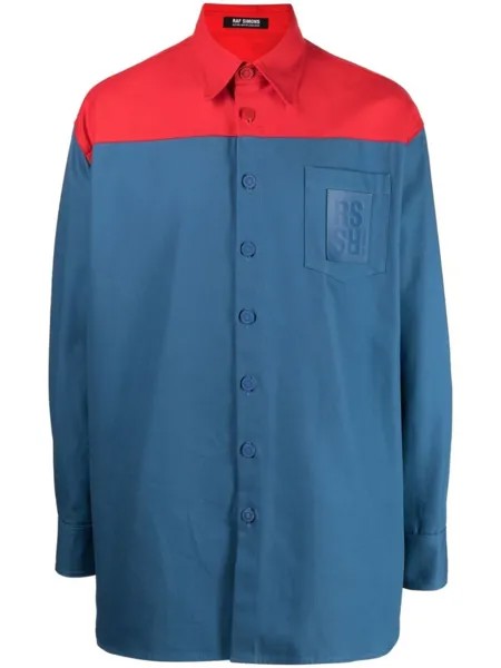Raf Simons рубашка с длинными рукавами и вставками, синий