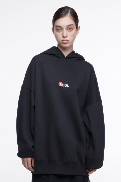 Худи oversize утепленная с капюшоном и драконом