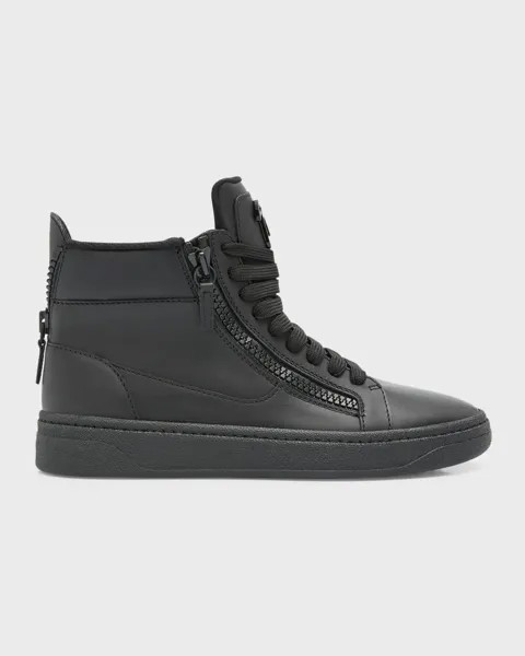 Мужские кожаные кроссовки Birel Vague средней высоты Giuseppe Zanotti, цвет Nero
