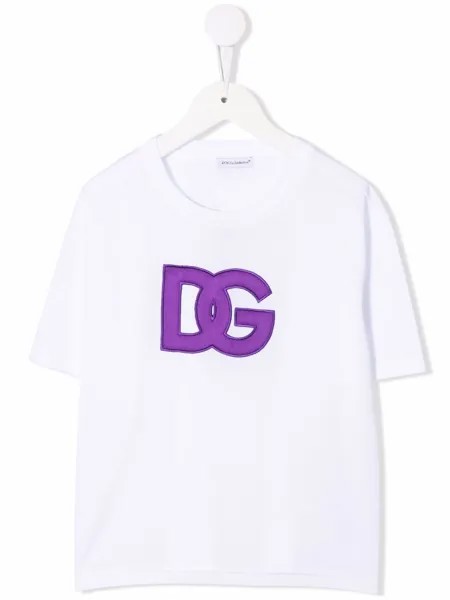 Dolce & Gabbana Kids футболка с вышитым логотипом