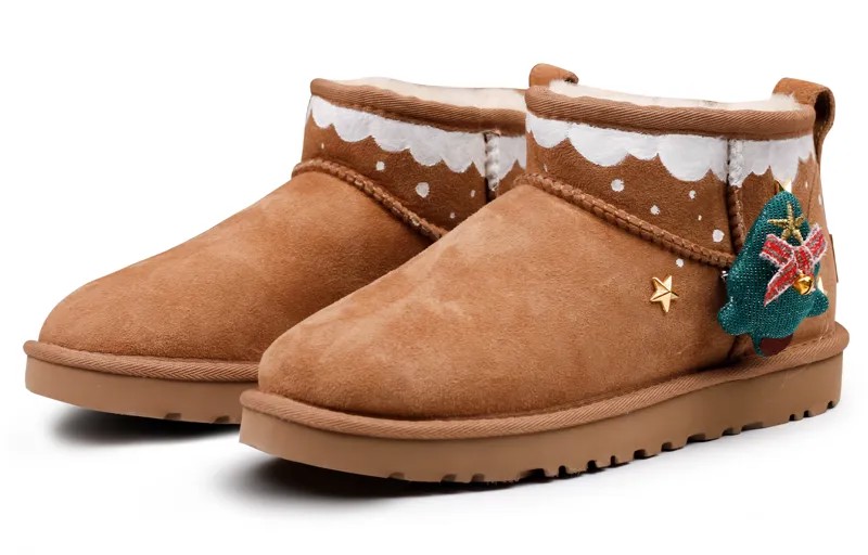 CLASSIC MINI Зимние ботинки женские коричневые белые Ugg