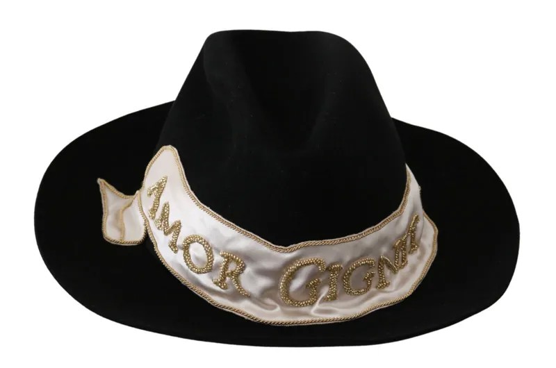 DOLCE - GABBANA Шляпа Черная Lapin Amor Gignit Панама с широкими полями s. 58/м Рекомендуемая розничная цена 1000 долларов США