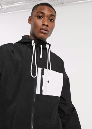 Черная куртка на молнии с белыми вставками ASOS DESIGN-Черный