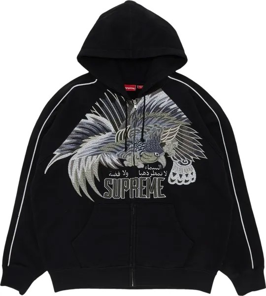 Толстовка Supreme Falcon Raglan Zip Up Hooded Sweatshirt 'Black', черный