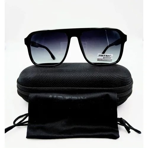 Солнцезащитные очки Matrix, квадратные, оправа: металл, спортивные, градиентные, с защитой от УФ, поляризационные, черный
