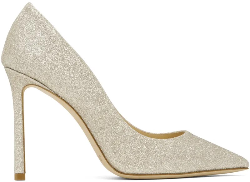 Серебряные туфли Роми на 100 каблуках Jimmy Choo