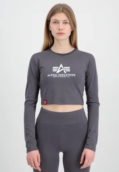 Топ с длинными рукавами CROPPED Alpha Industries, серый