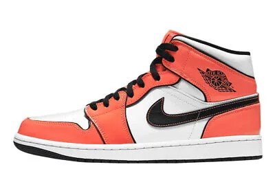 Мужские кроссовки Jordan 1 Mid SE Turf оранжевые/черно-белые (DD6834 802)