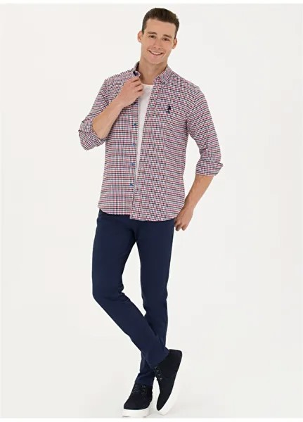 Мужские брюки узкого кроя темно-синего цвета с нормальной талией и нормальными штанинами U.S. Polo Assn.
