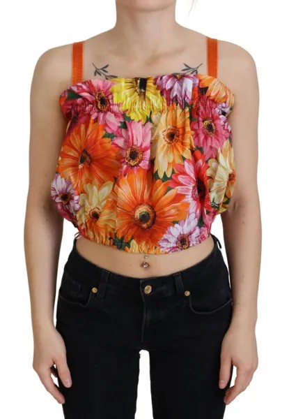 DOLCE - GABBANA Майка с цветочным принтом, хлопковая блузка, укороченная IT40 / US6 / S Рекомендуемая розничная цена 700 долларов США