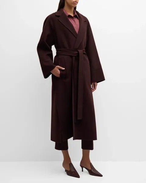 Шерстяное верхнее пальто Agata с поясом Max Mara, цвет Wine-Coloured Violet