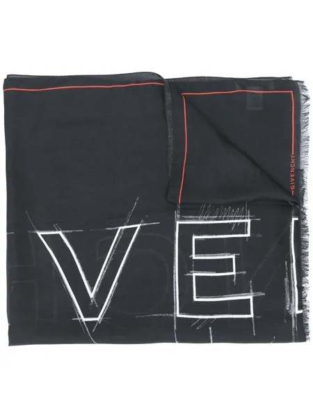 Givenchy шарф с бахромой и логотипом