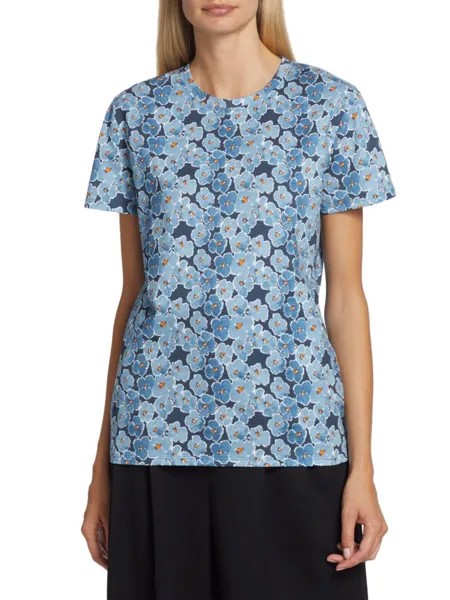 Футболка с круглым вырезом с принтом Saks Fifth Avenue, цвет Sky Blue