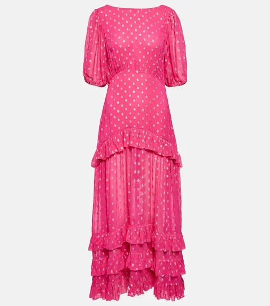 Платье макси Shireen fil coupé из жоржета RIXO, розовый