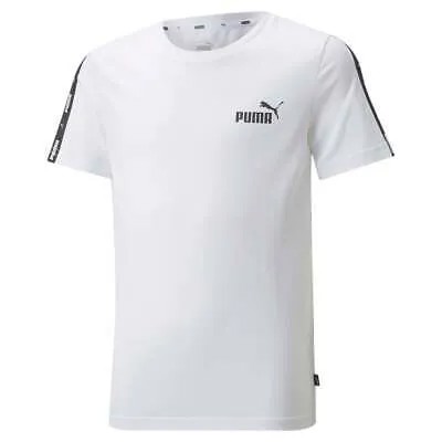 Футболка Puma Essentials+ с круглым вырезом и короткими рукавами с лентой для мальчиков, размер S, повседневная футболка